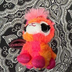Colorful Plush Toy with Pink and Orange Fur